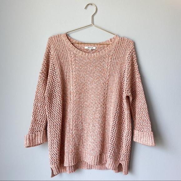 Madewell Sweaters - Madewell Pink Marled Plaza Pullover Sweater Knit